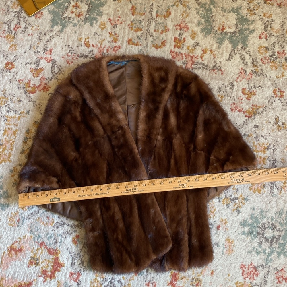 Vintage Brown Mink Fur Capelet Shawl Wrap One Size Luxury Evening Jacket - Picture 9 of 12